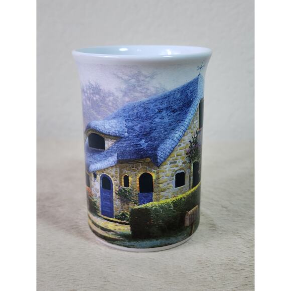 Thomas Kinkade Coffee Mug Teacup 10oz Lilac Cottage 2004 Porcelain 4" Vintage - Picture 3 of 12